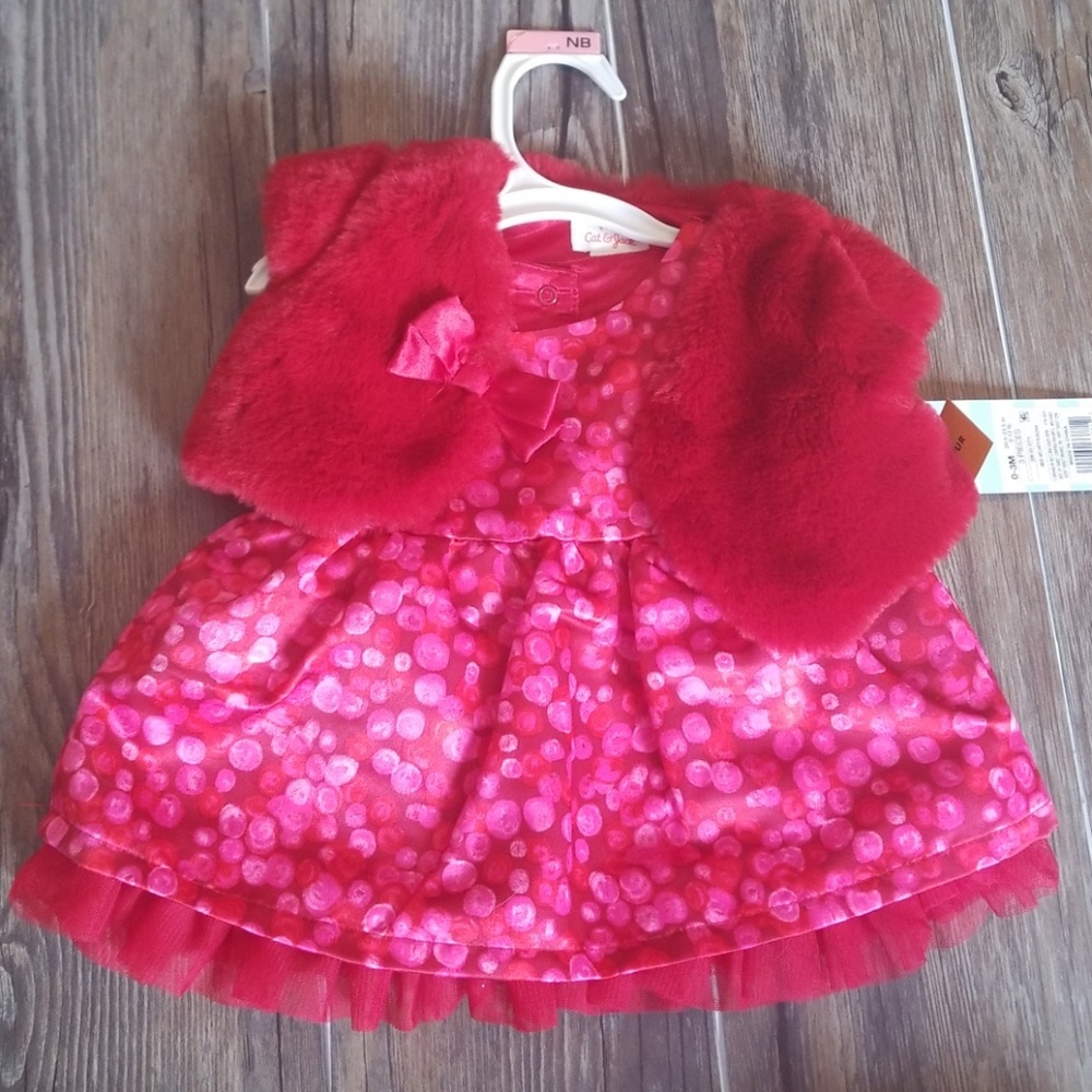 Beautiful red with pink dress